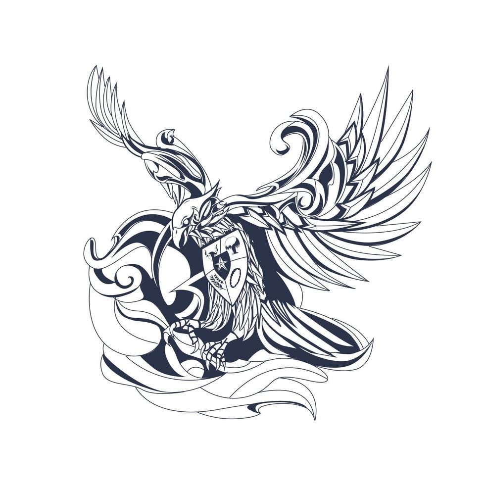 garuda indonesian inking illustration artwork vector