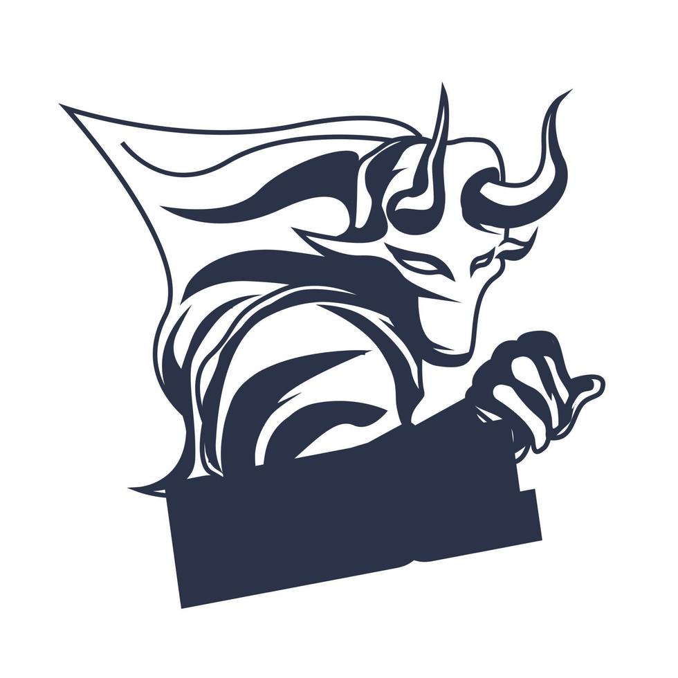 dark bull mascot logo inking illustration artwork vector