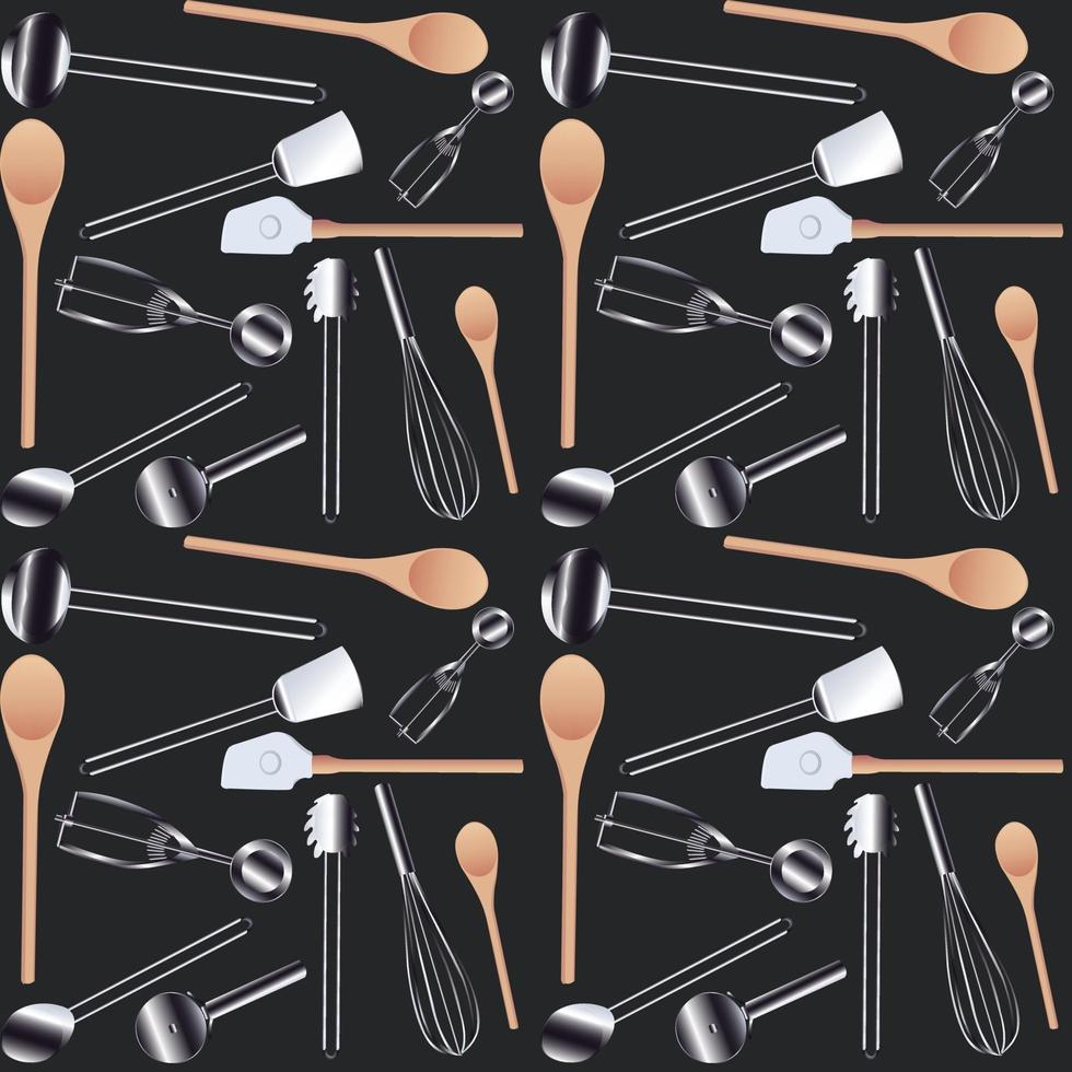 Seamless kitchen tools Pattern cute vintage vector