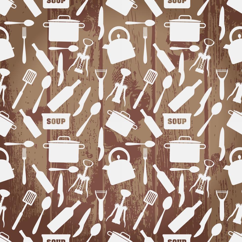 Seamless kitchen tools Pattern cute vintage vector