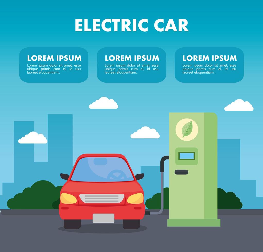 plantilla de banner de coche eléctrico vector