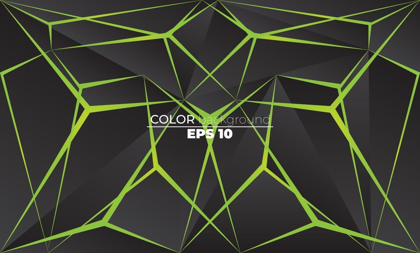 Polygonal shapes background  low poly triangles mosaic black and green neon vector