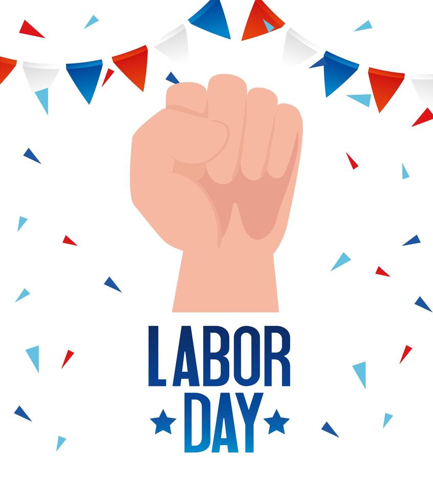 Happy labor day holiday celebration banner with a hand vector