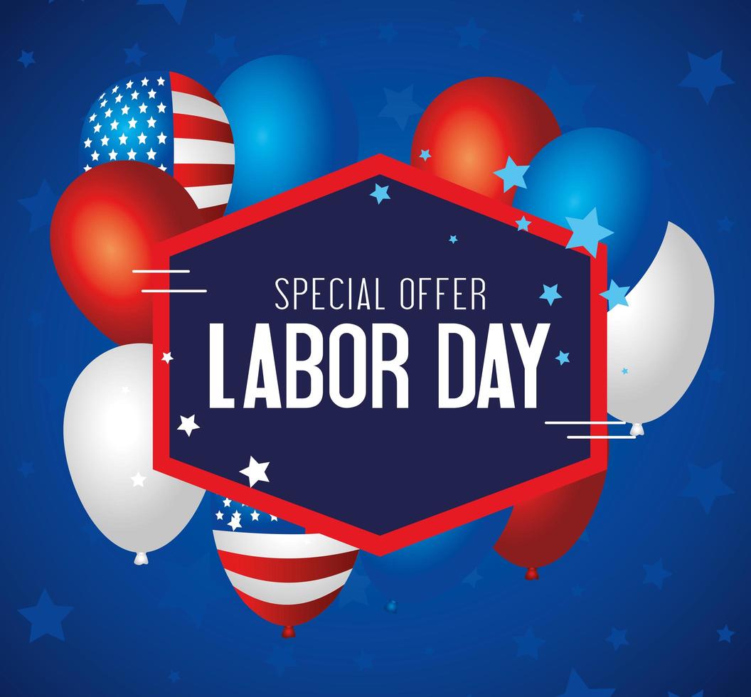 Labor day sale promotion advertising banner with balloons vector