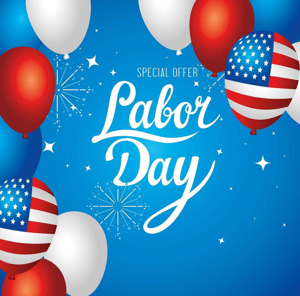 Labor day sale promotion advertising banner with balloons vector