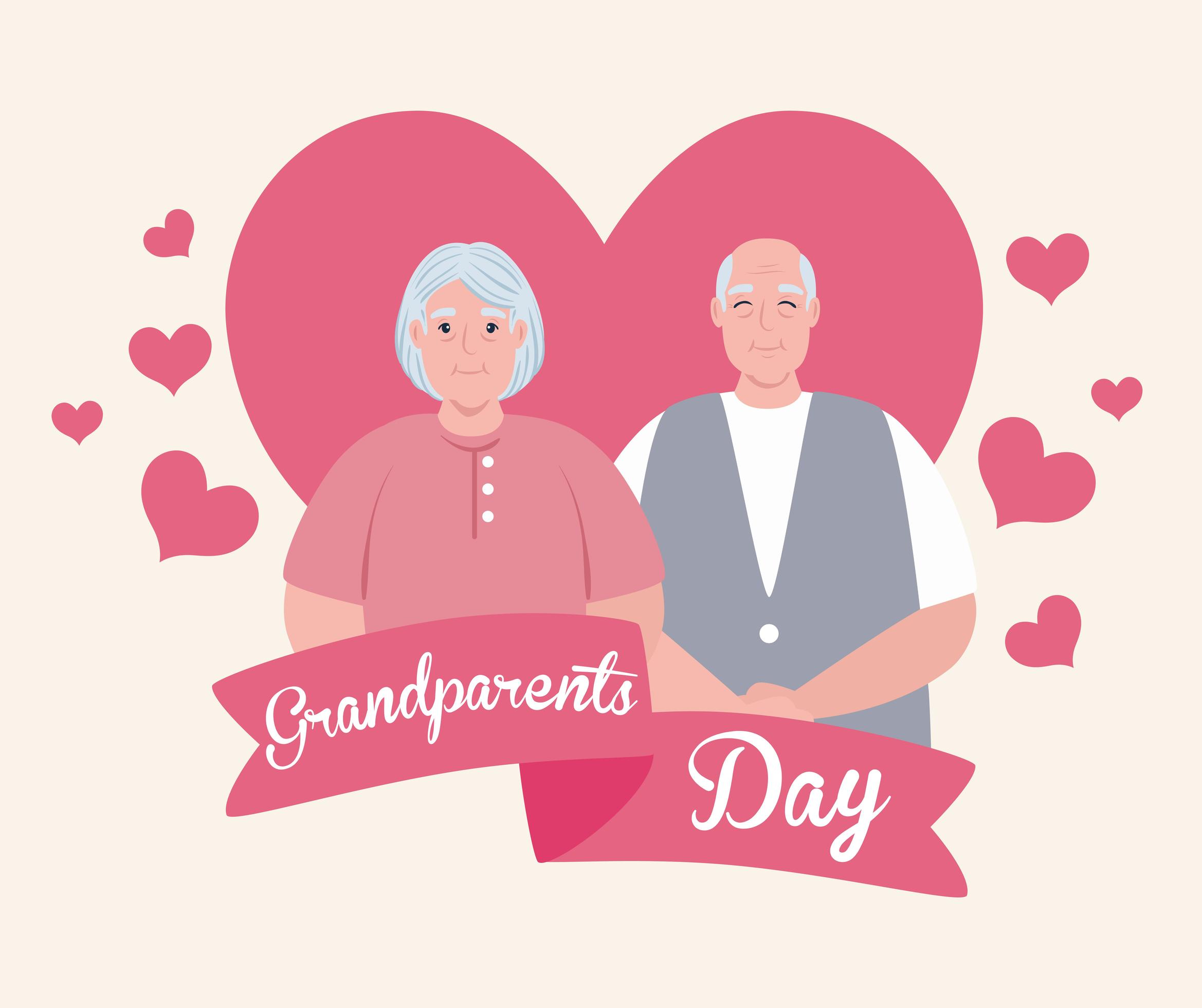 Happy grandparents day celebration banner with a cute elderly couple