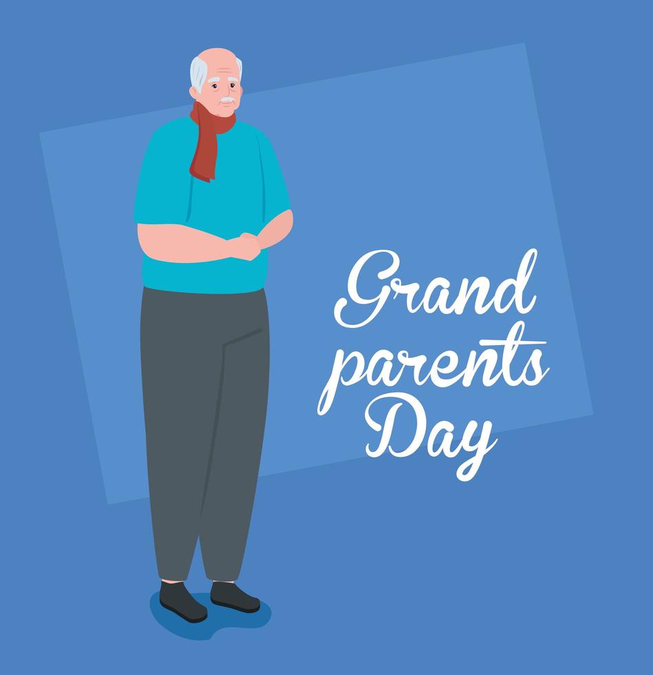 Happy grandparents day celebration banner with a cute grandfather vector