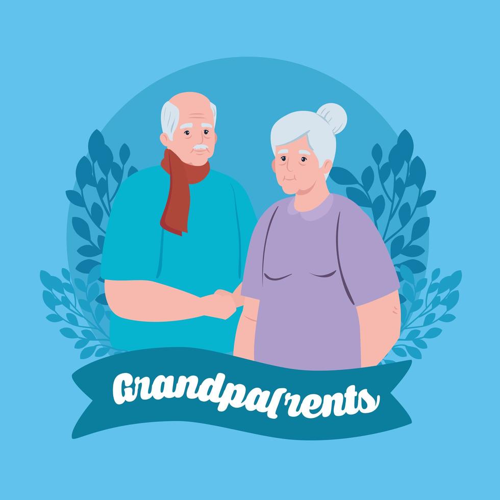 banner de celebración del día de los abuelos feliz con una linda pareja de ancianos vector