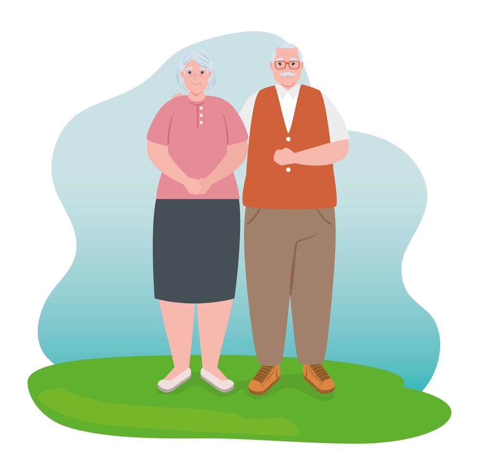 pareja de ancianos sonriendo vector