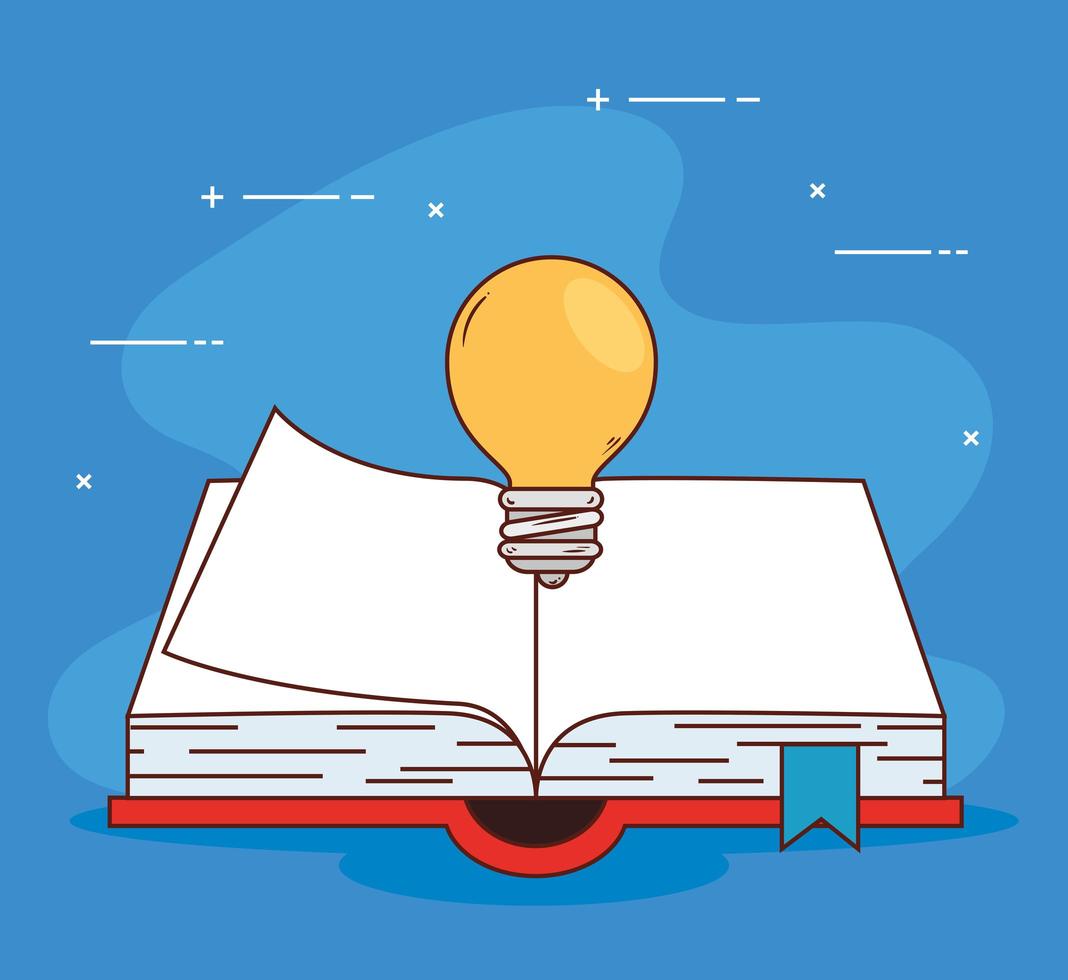 education concept an open book with light bulb vector