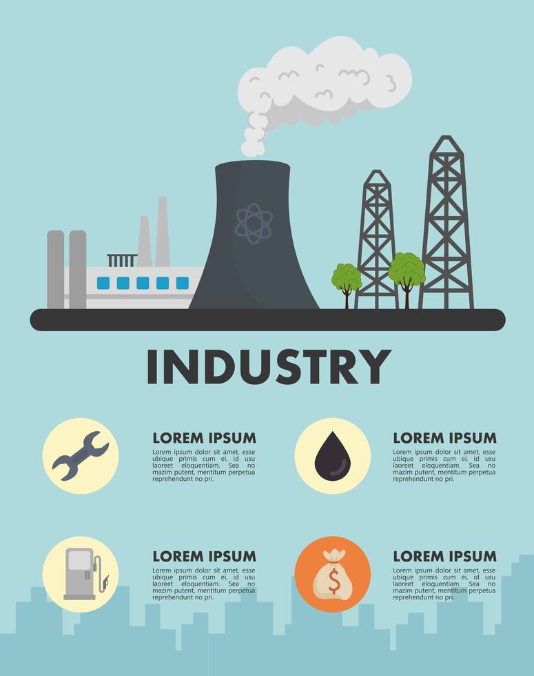 plantilla de banner de escena de planta de energía de producción de vector