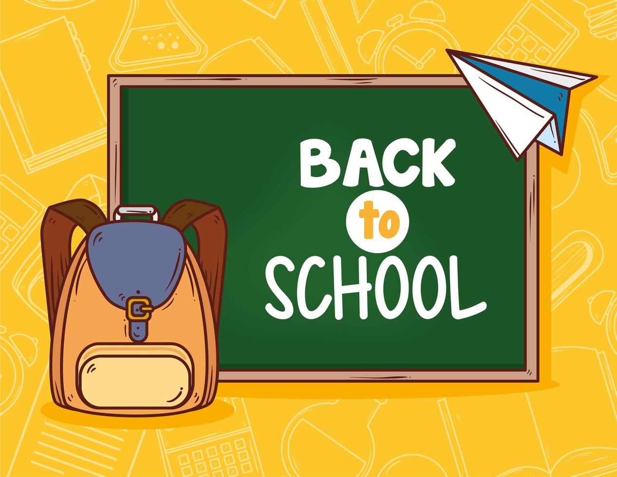 back to school banner with chalkboard and school bag vector
