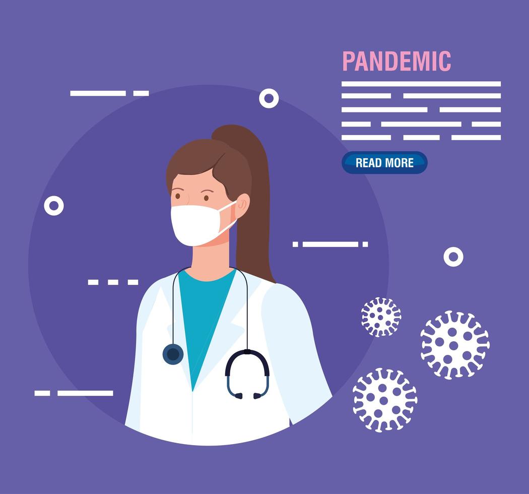 Doctor for coronavirus pandemic banner template vector