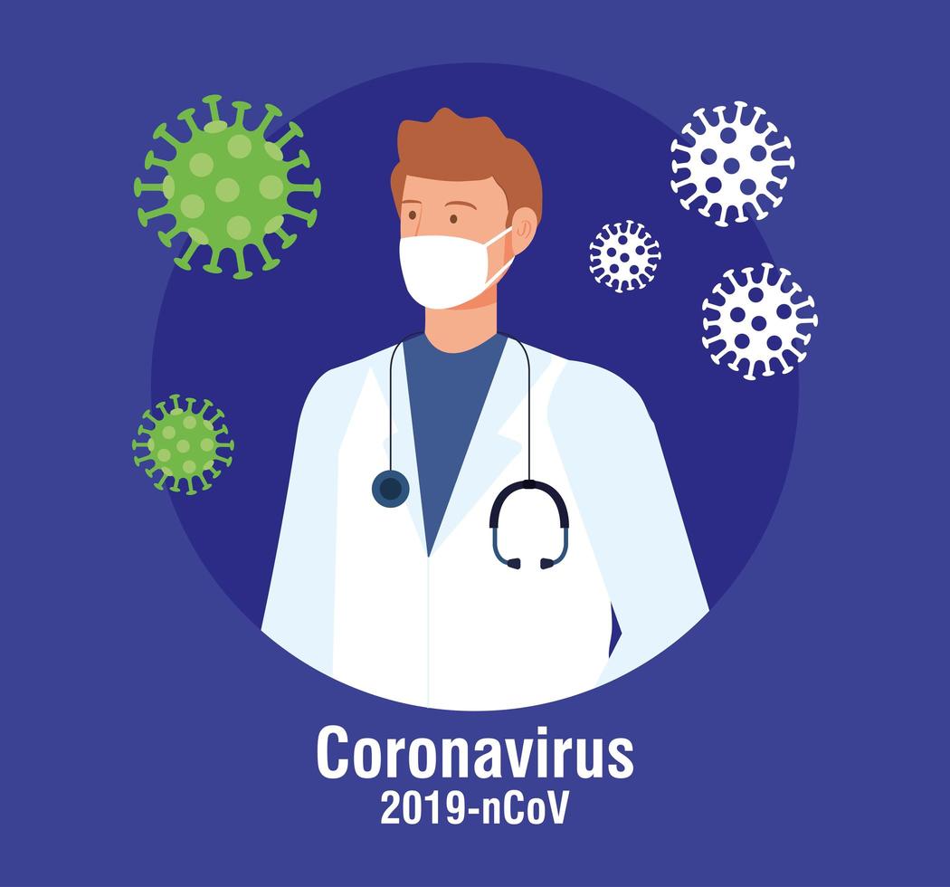 médico para la pandemia de coronavirus banner vector