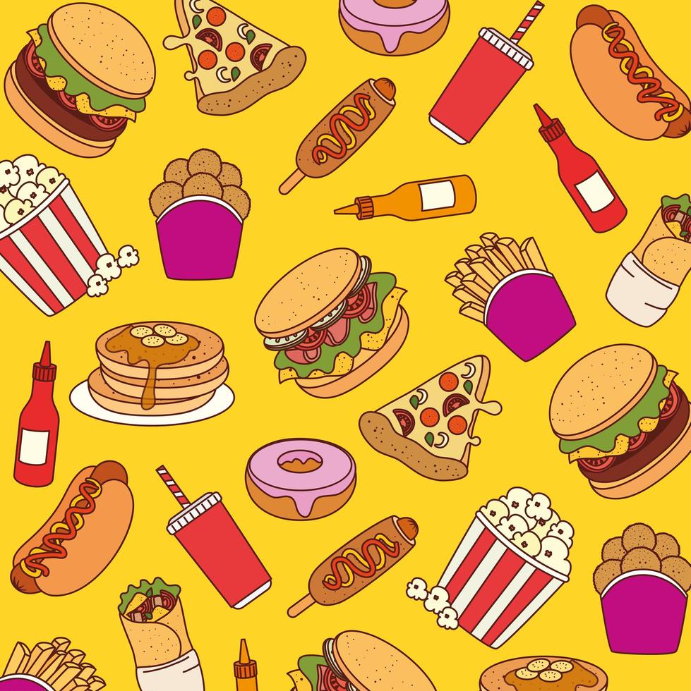 Fast food pattern background vector