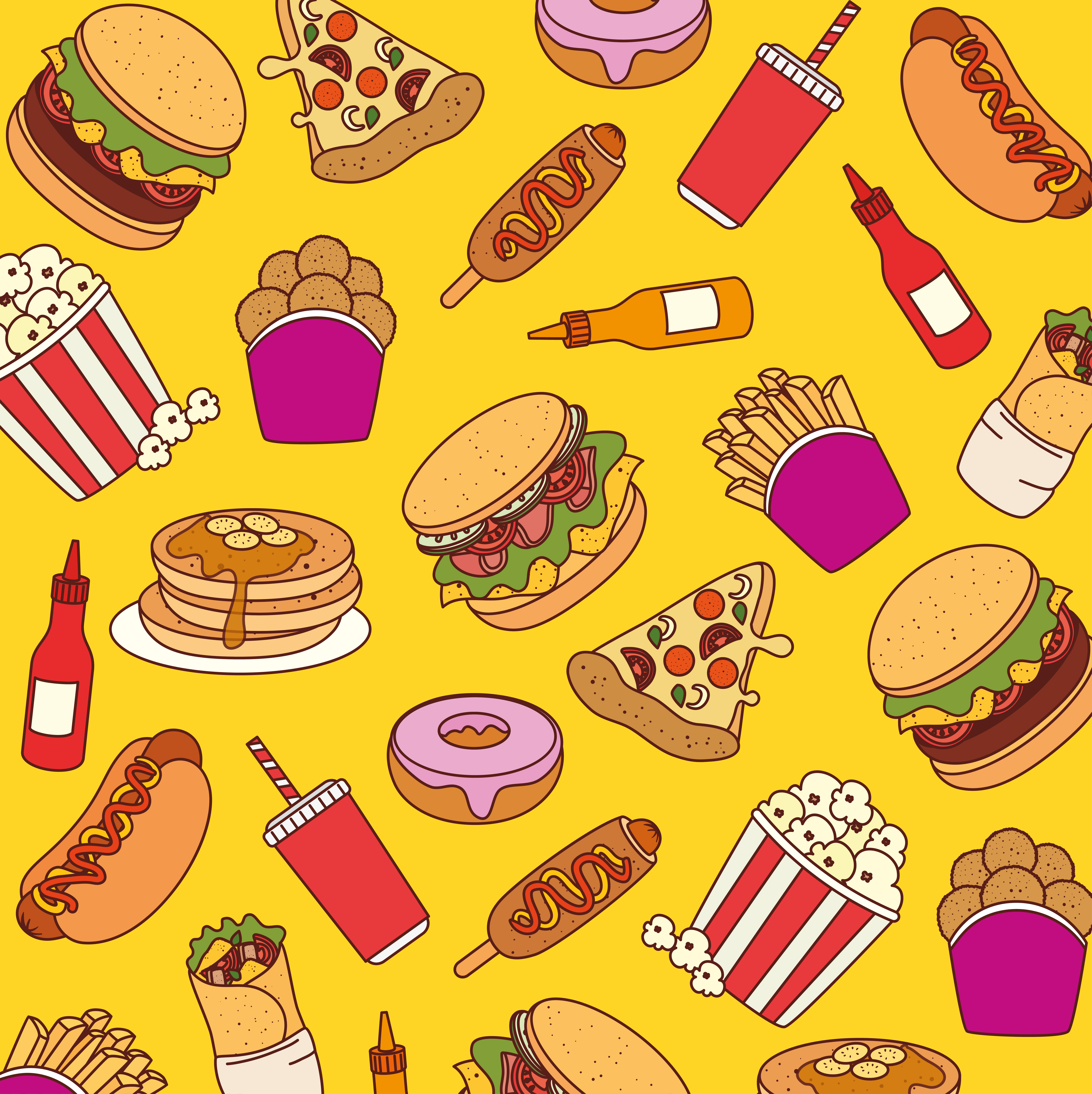 Fast food pattern background 2024245 Vector Art at Vecteezy