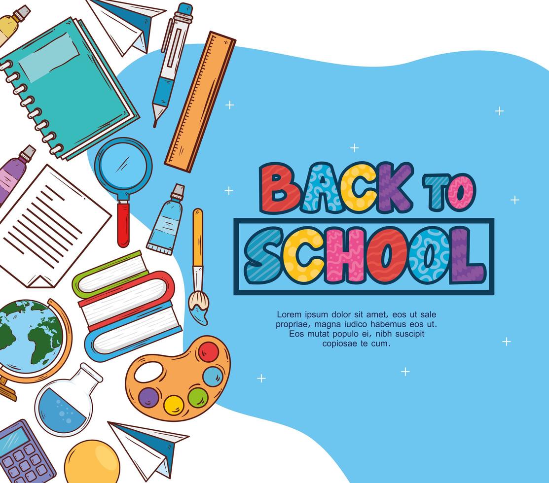 back to school banner with education supplies vector