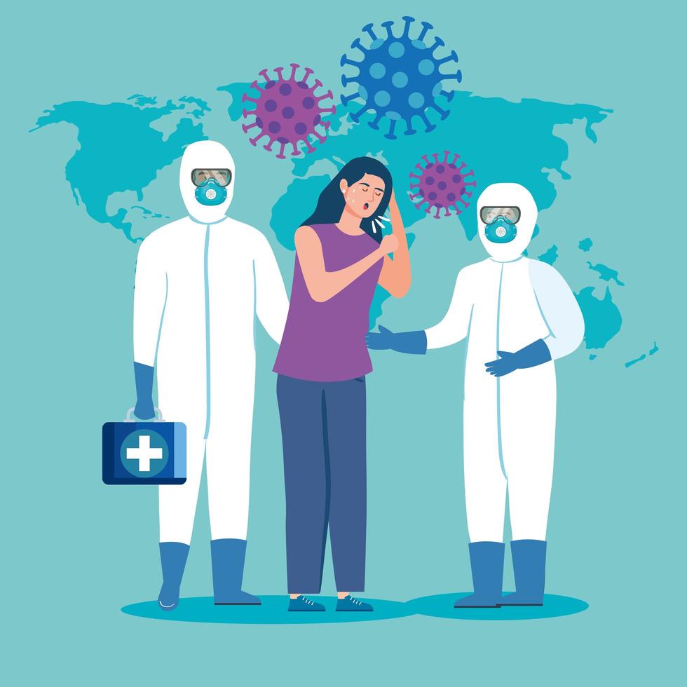 sick woman for coronavirus pandemic banner template vector