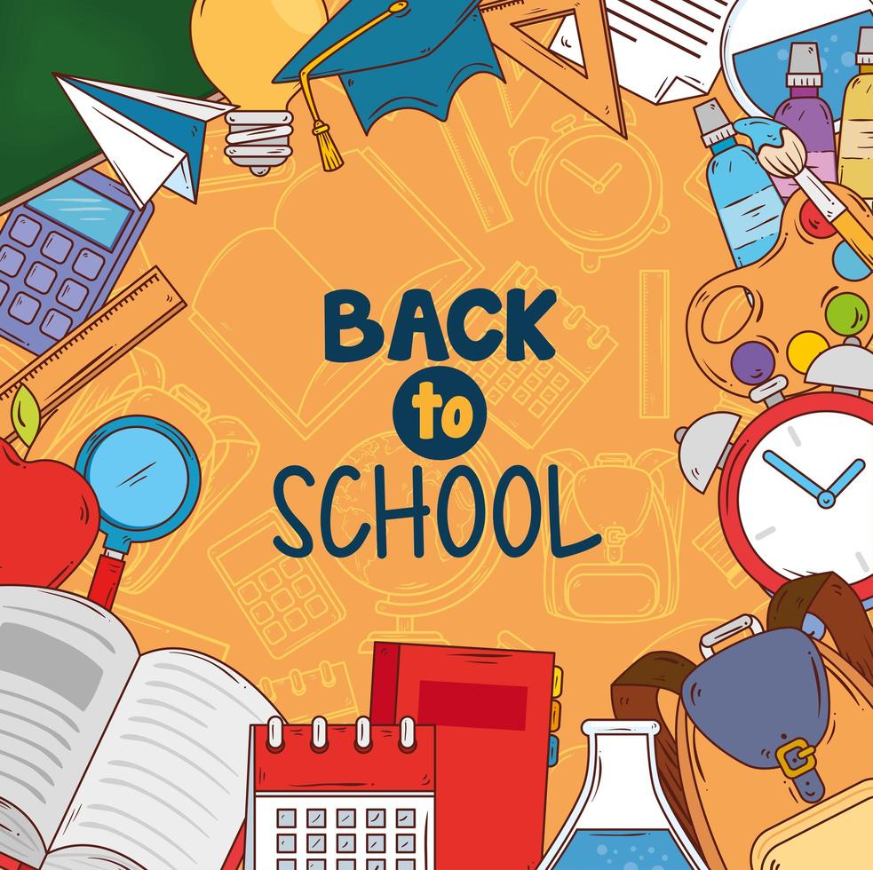 back to school banner with education supplies vector