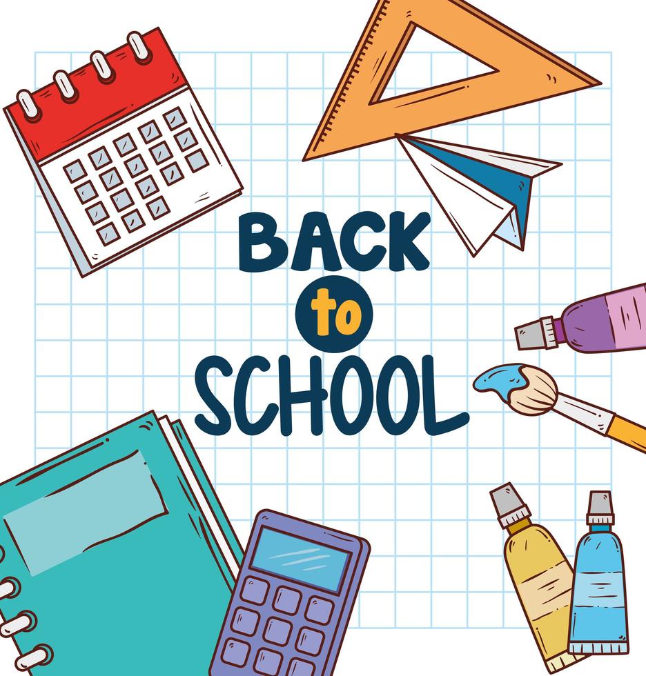 back to school banner with education supplies vector
