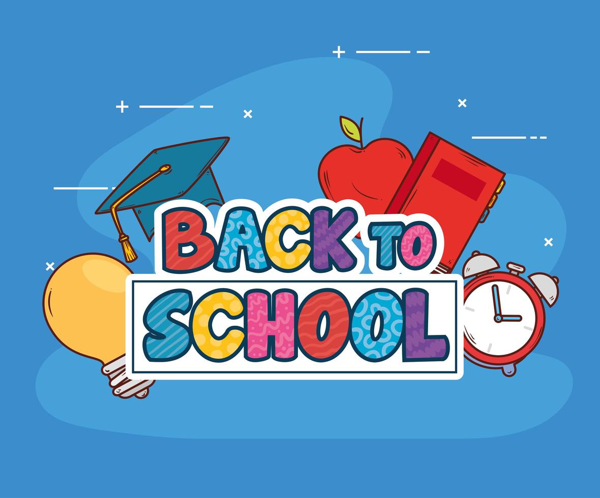 back to school banner with education supplies vector