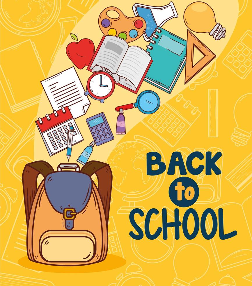 back to school banner with education supplies vector