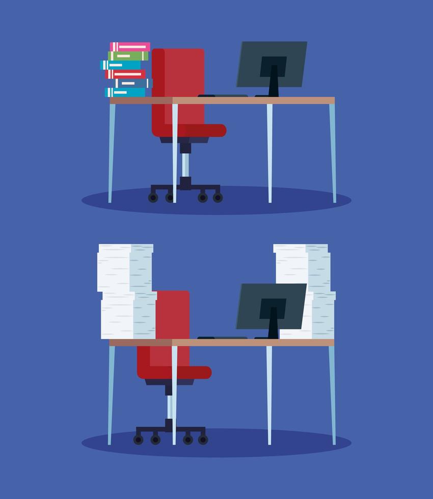 Workplace desk set vector