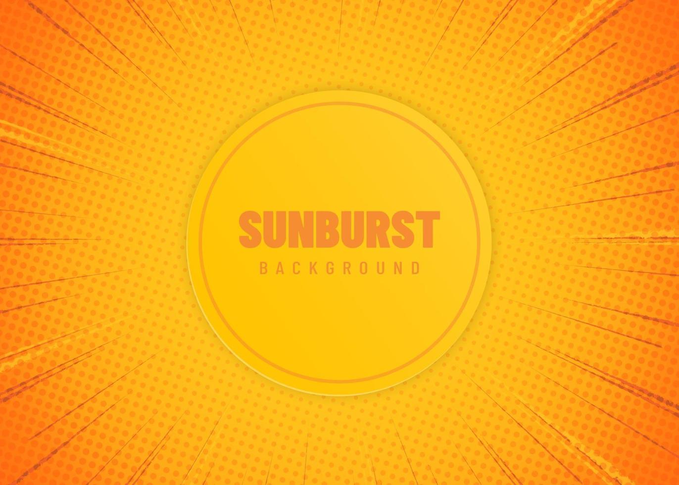 Beautiful sunburst background colorful with yellow orange sun. vector