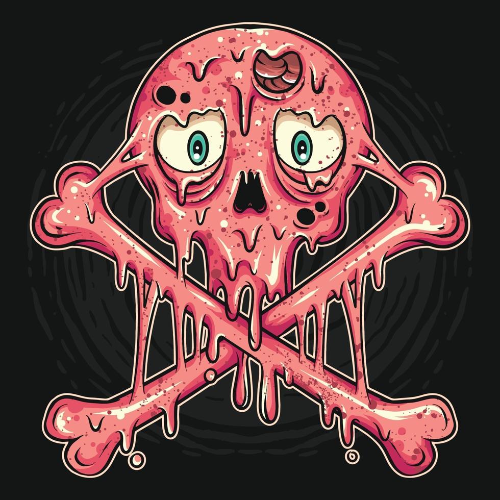 The skull, bubblegum flavor ice cream is melted and sticky vector