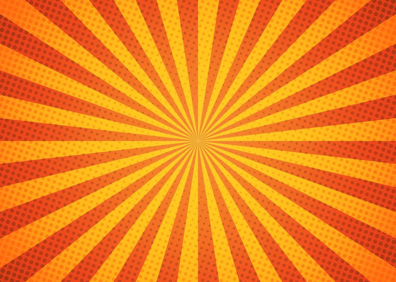 Hermoso fondo de rayos de sol con color amarillo y naranja brillante. vector