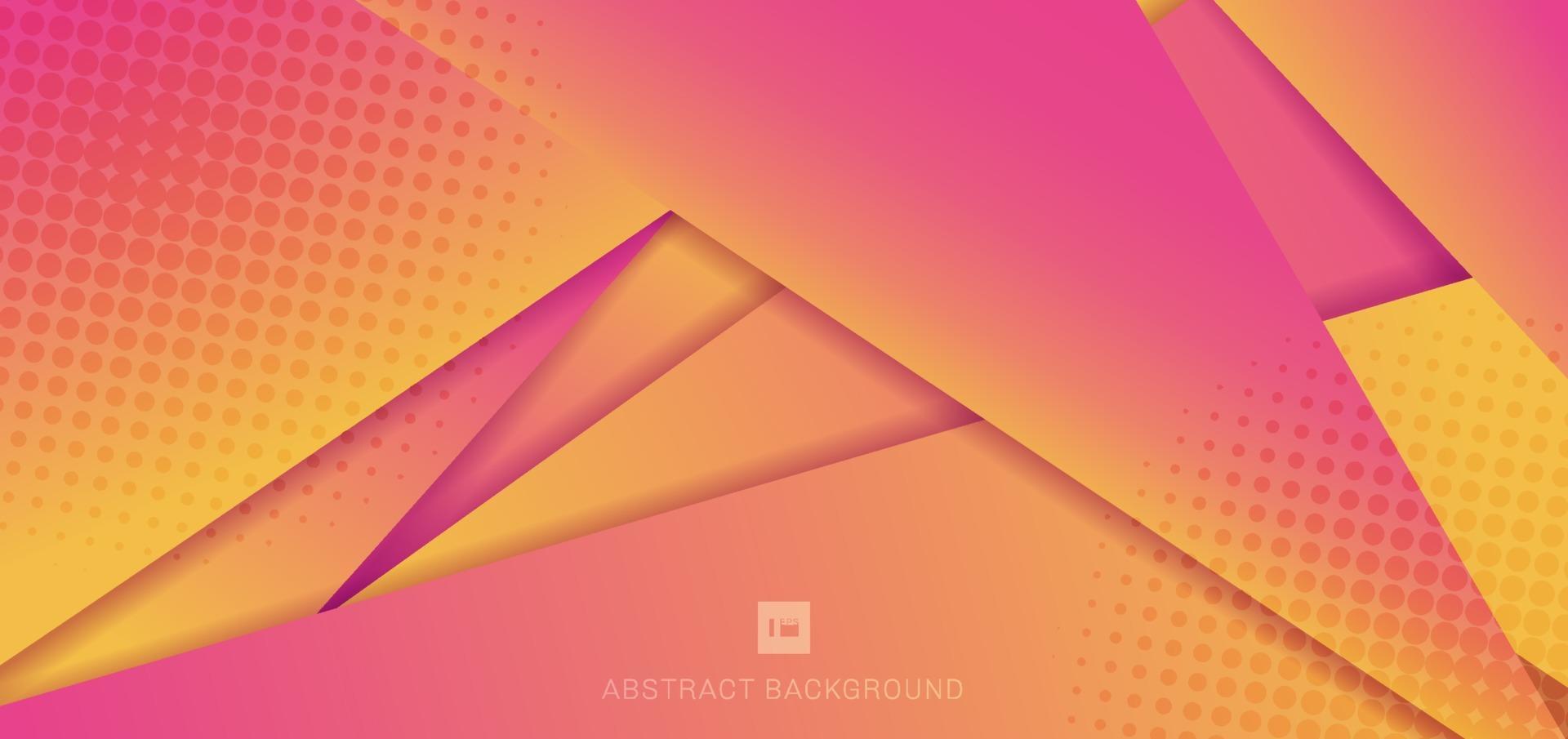 Abstract modern futuristic pink and yellow gradient, color geometric background with halftone. vector