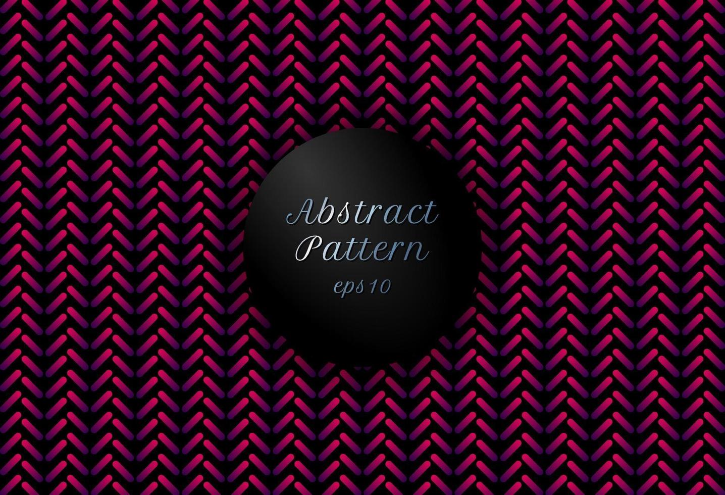 Abstract pink and purple gradient color geometric rounded lines shape chevron pattern on black background. vector