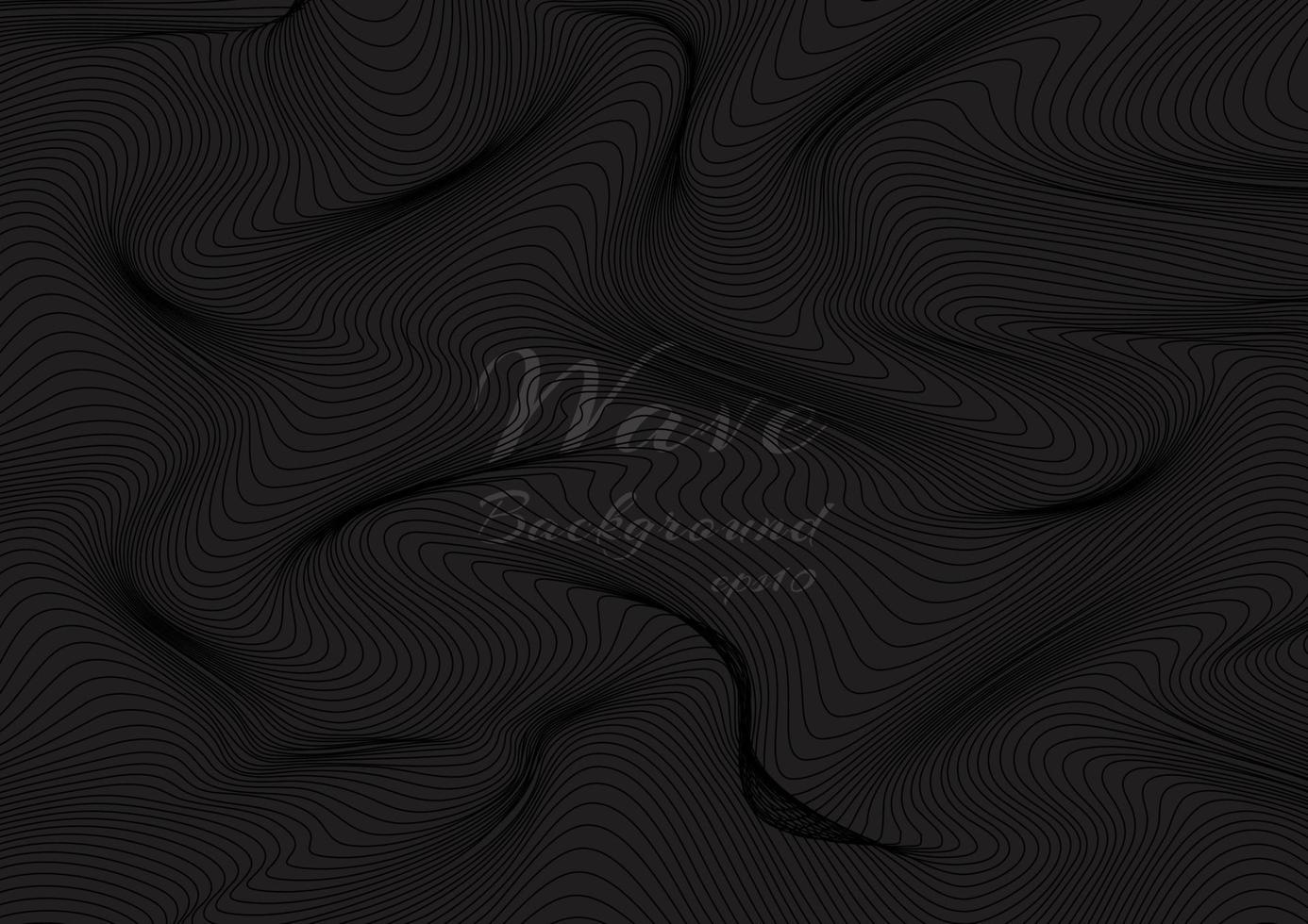 Abstract black wave lines pattern on dark background and texture. vector