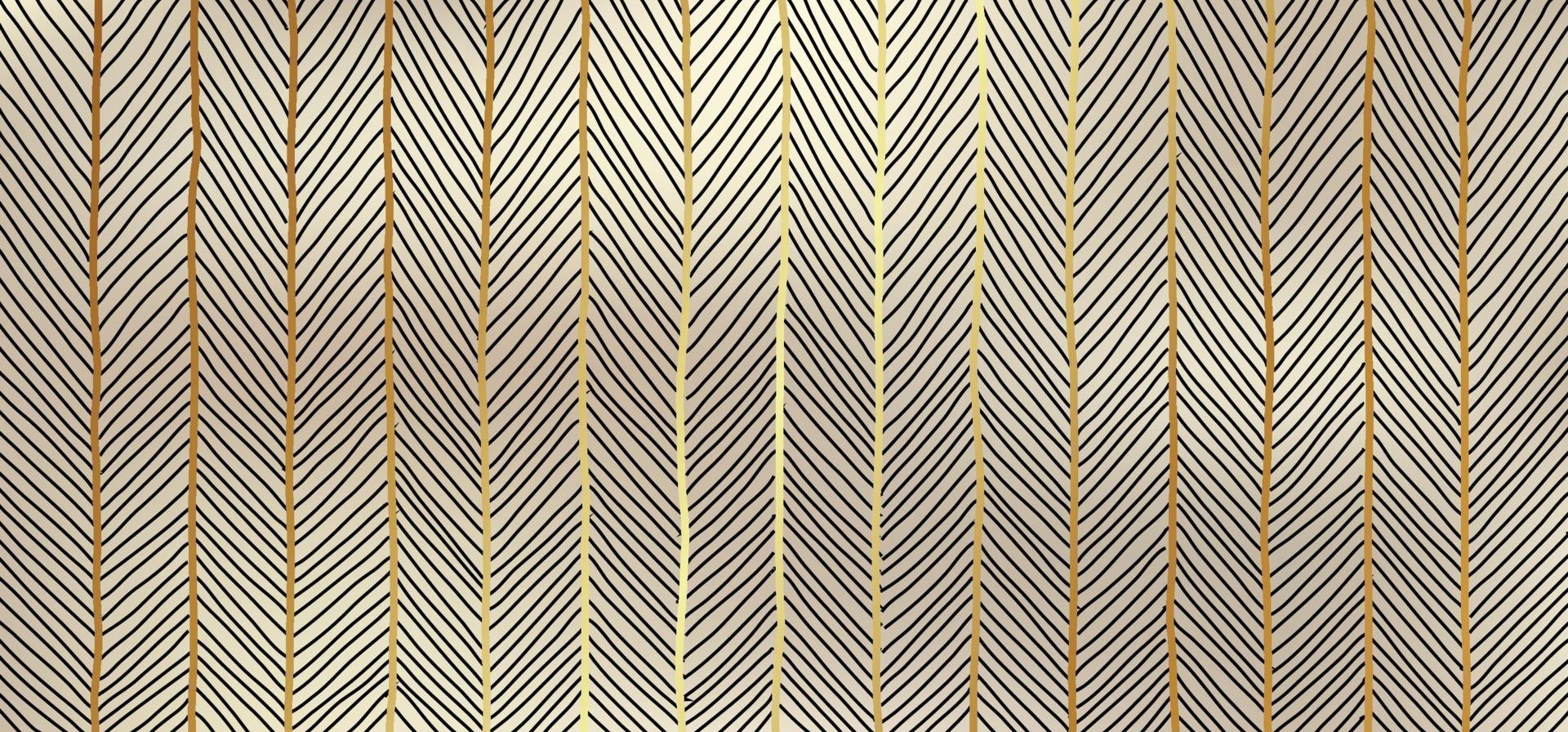Abstract hand drawn golden lines art pattern on gold background luxury style. vector