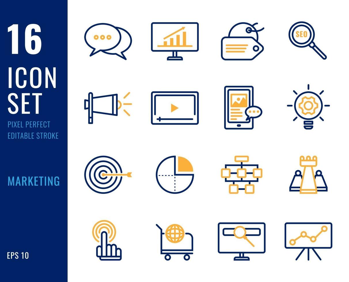 Set of marketing line icons vector