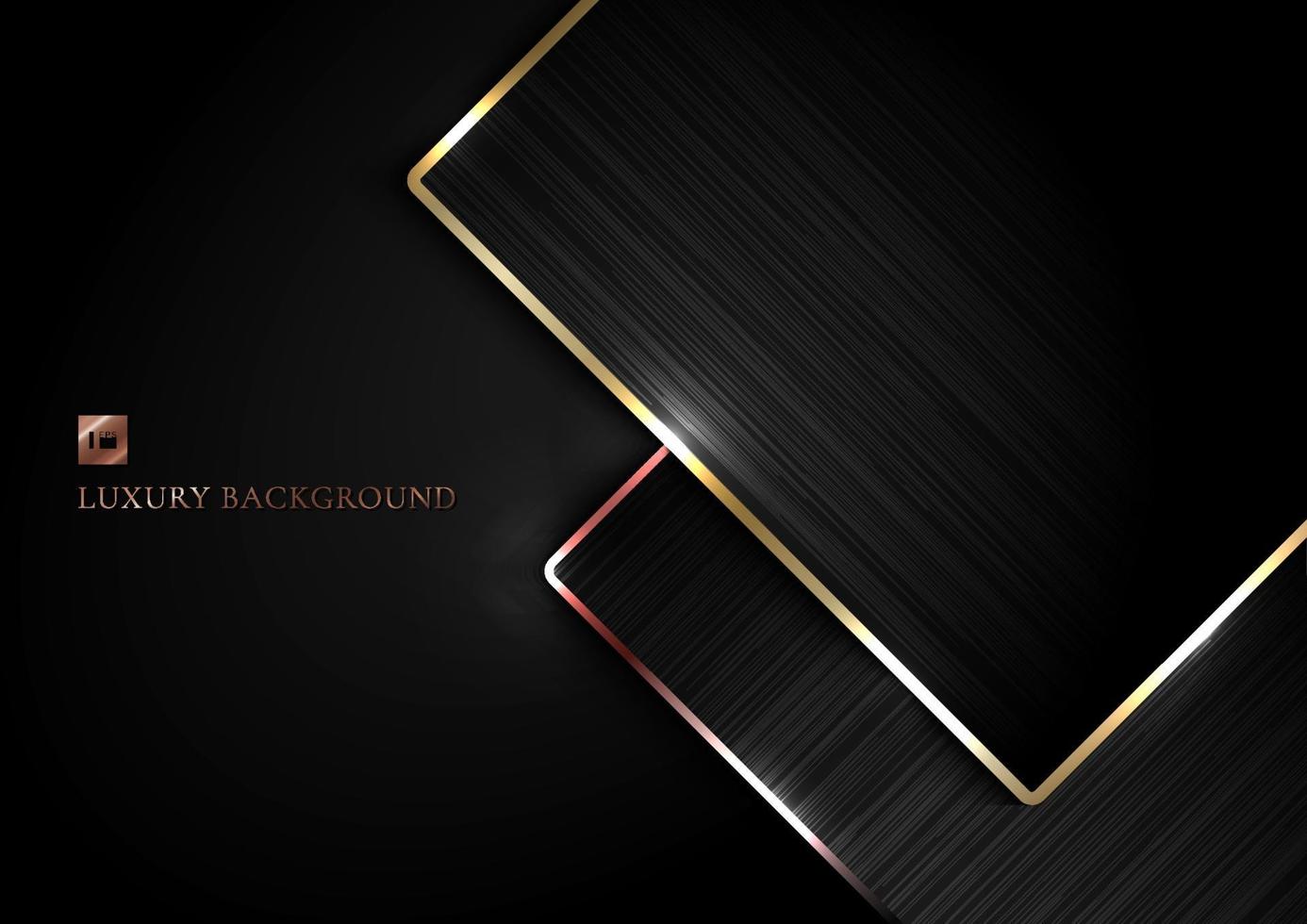 plantilla moderna abstracta, fondo de triángulo negro con línea de borde dorado. vector