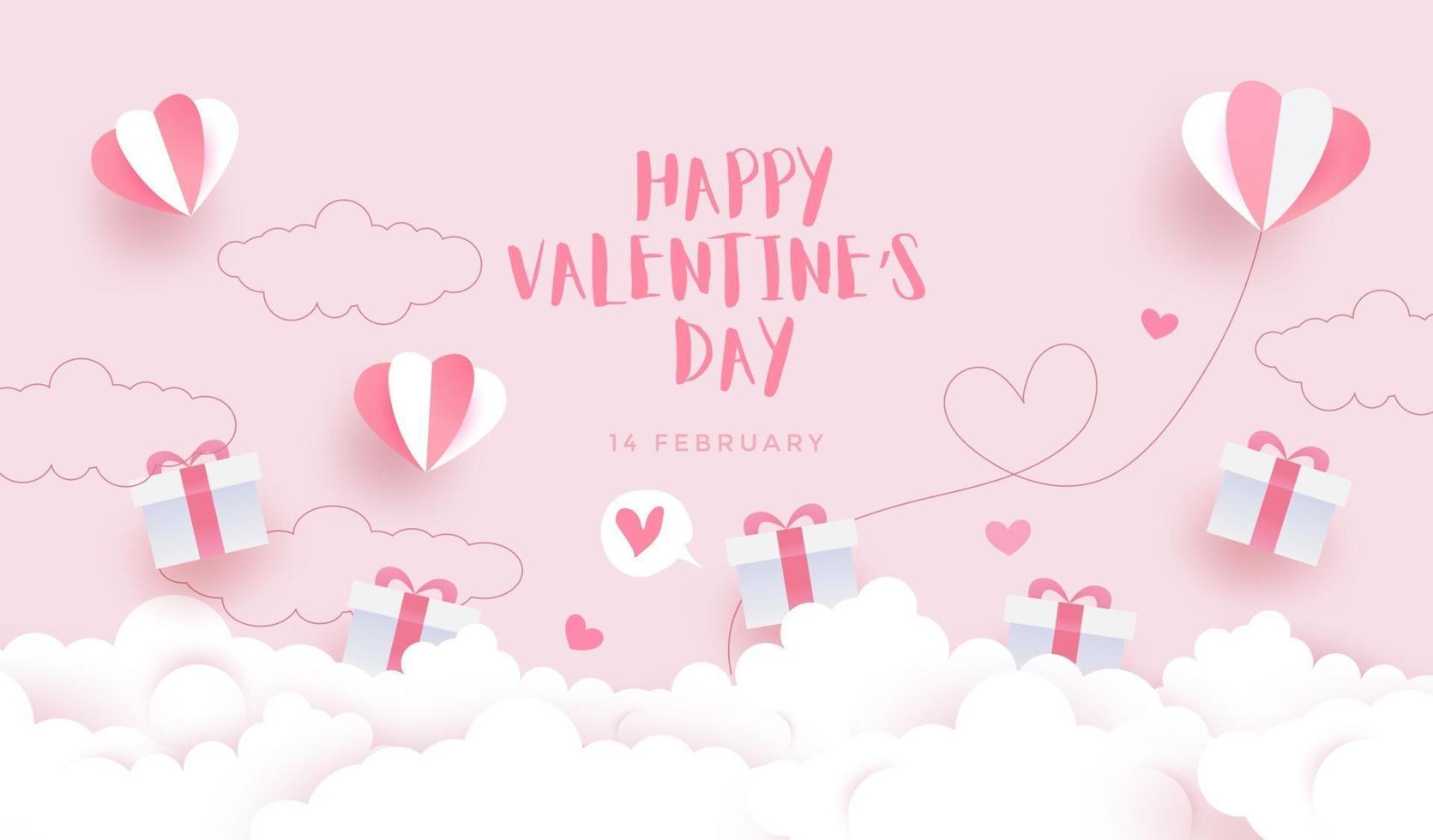 Happy Valentine's day background, card invitation with lovely gift boxes vector