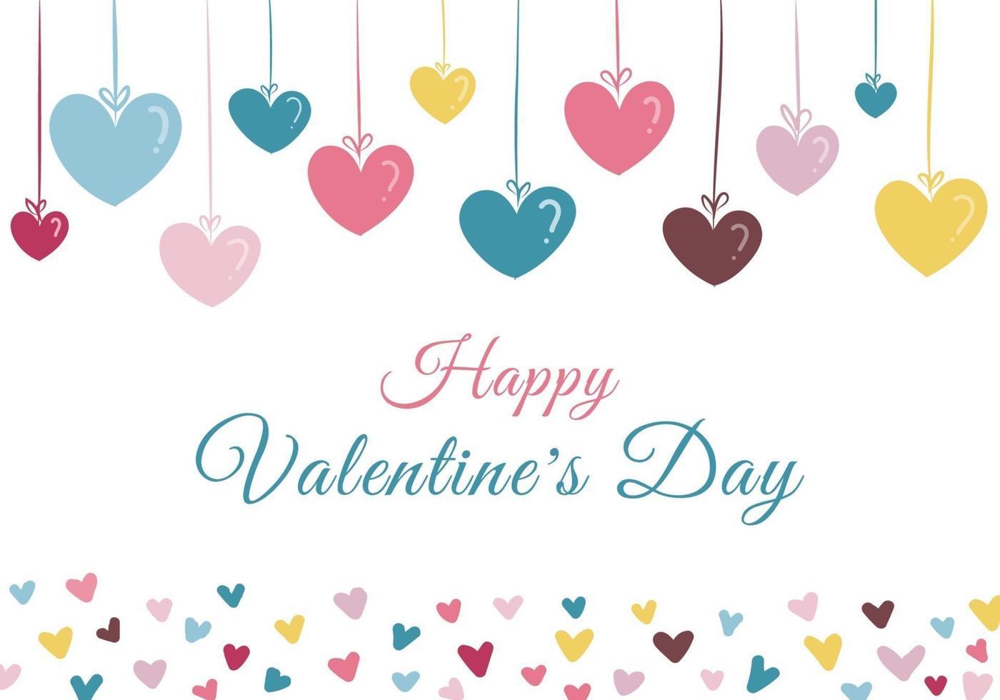 Happy valentine's day hand drawn pastel color hearts on white background vector