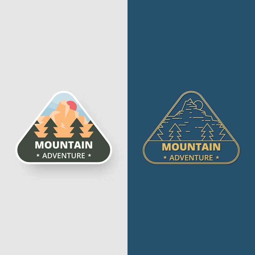 conjunto de diseño de placa de paisaje. emblema de diseño de aventura de montaña en diseño plano. vector