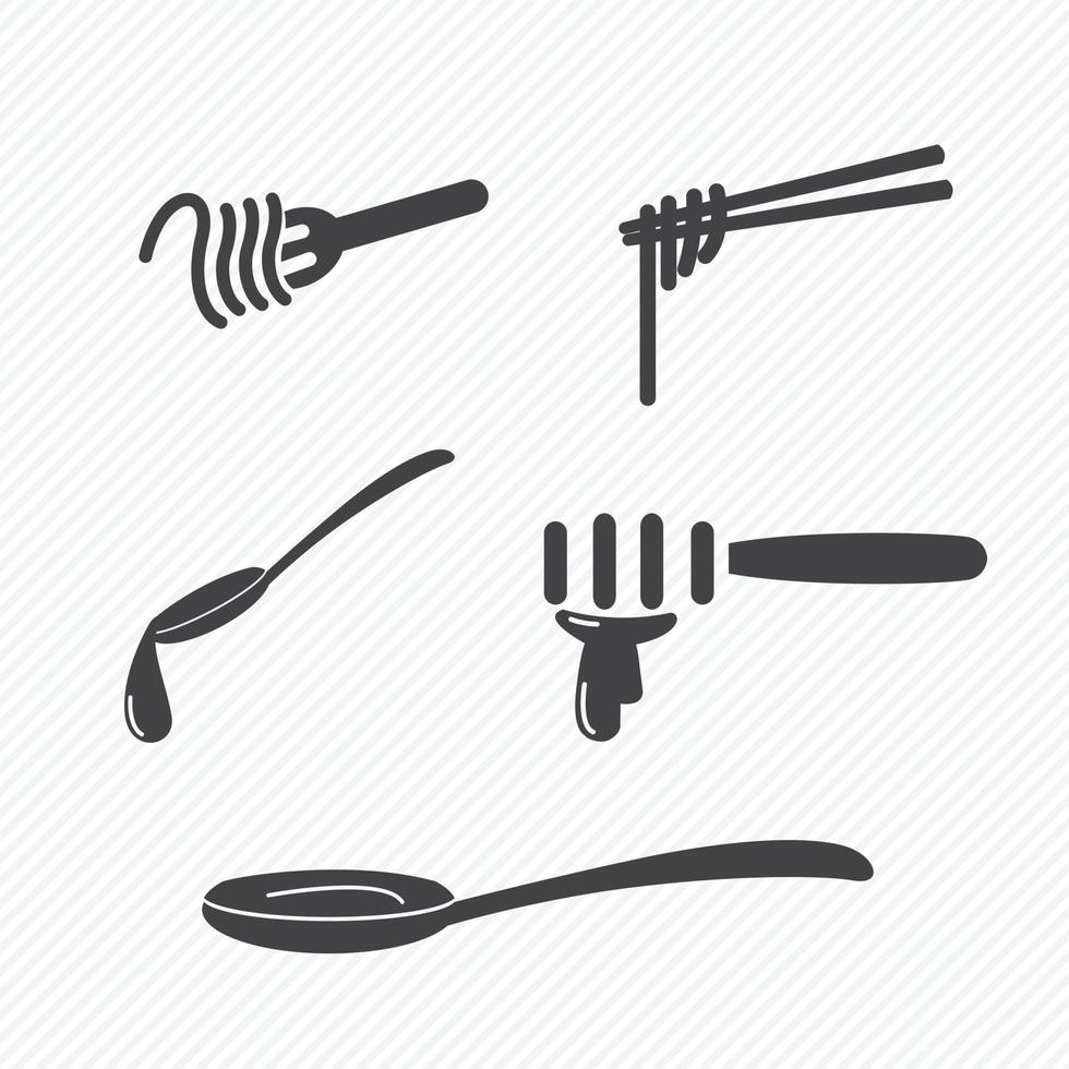 Fork and spoon and chopsticks icons isolated on white background vector