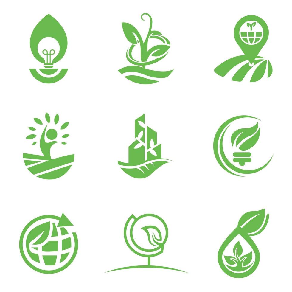 plantilla de diseño de logotipo ecológico para empresas y conjuntos de empresas vector