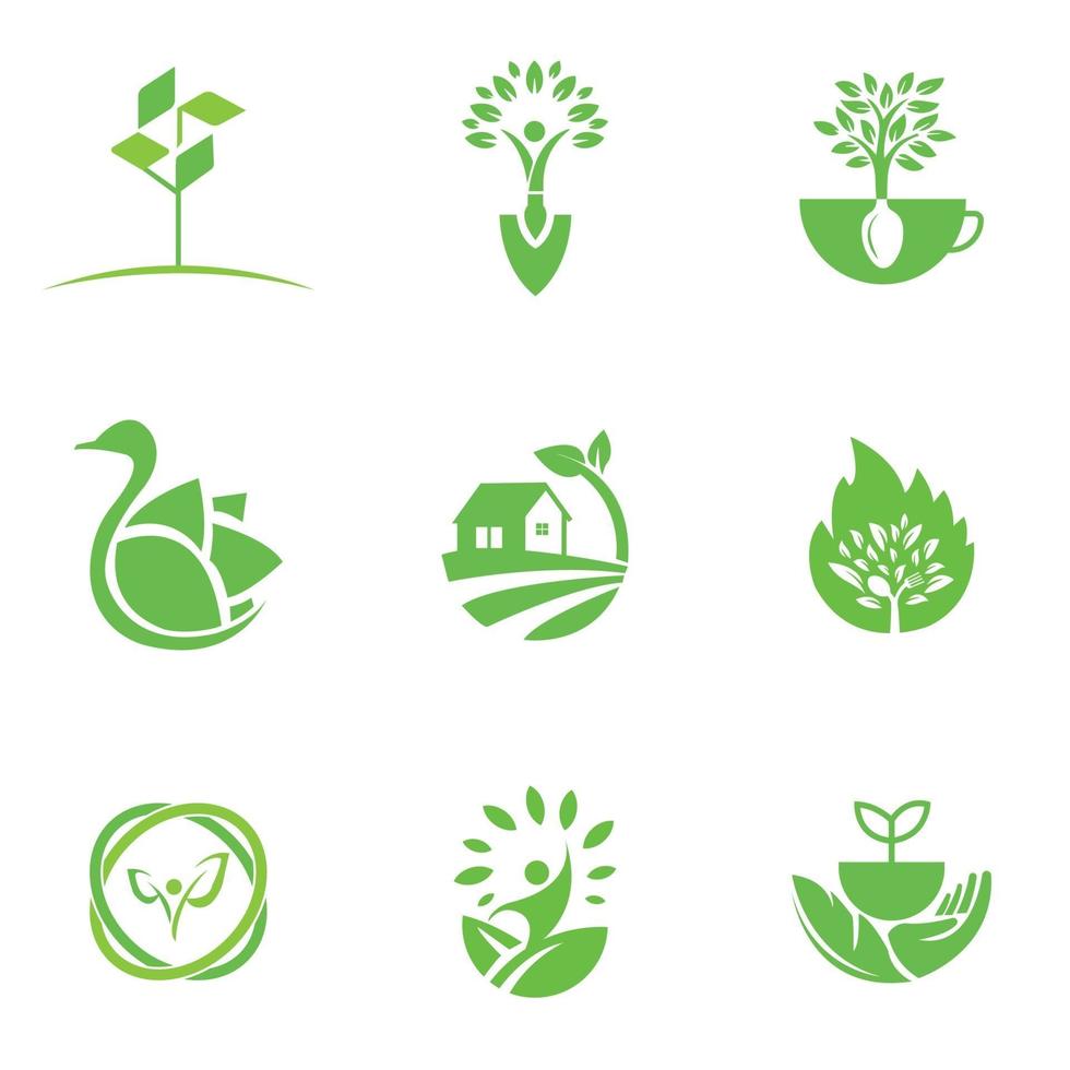 plantilla de diseño de logotipo ecológico para empresas y conjuntos de empresas vector