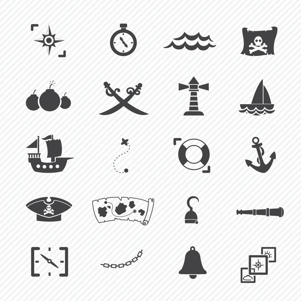 iconos de piratas aislados sobre fondo vector