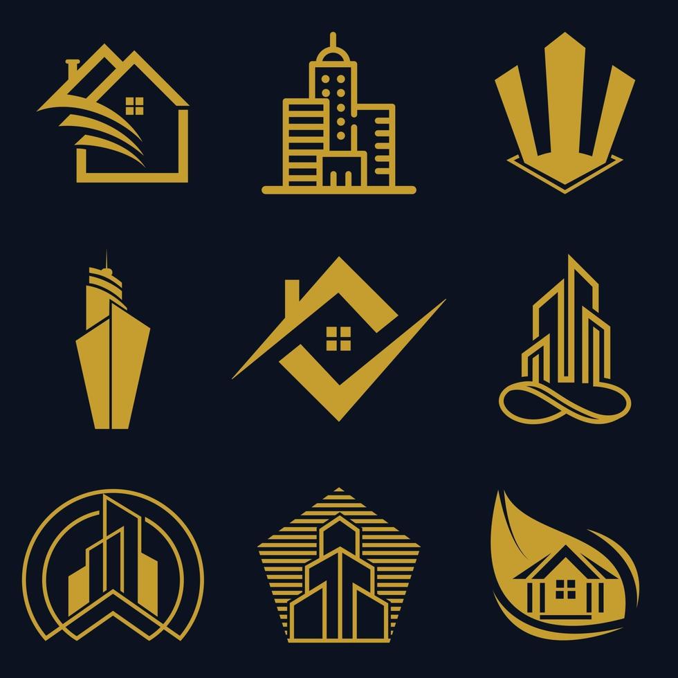 Real Estate Logo vector Icon Design For Business And Company Set