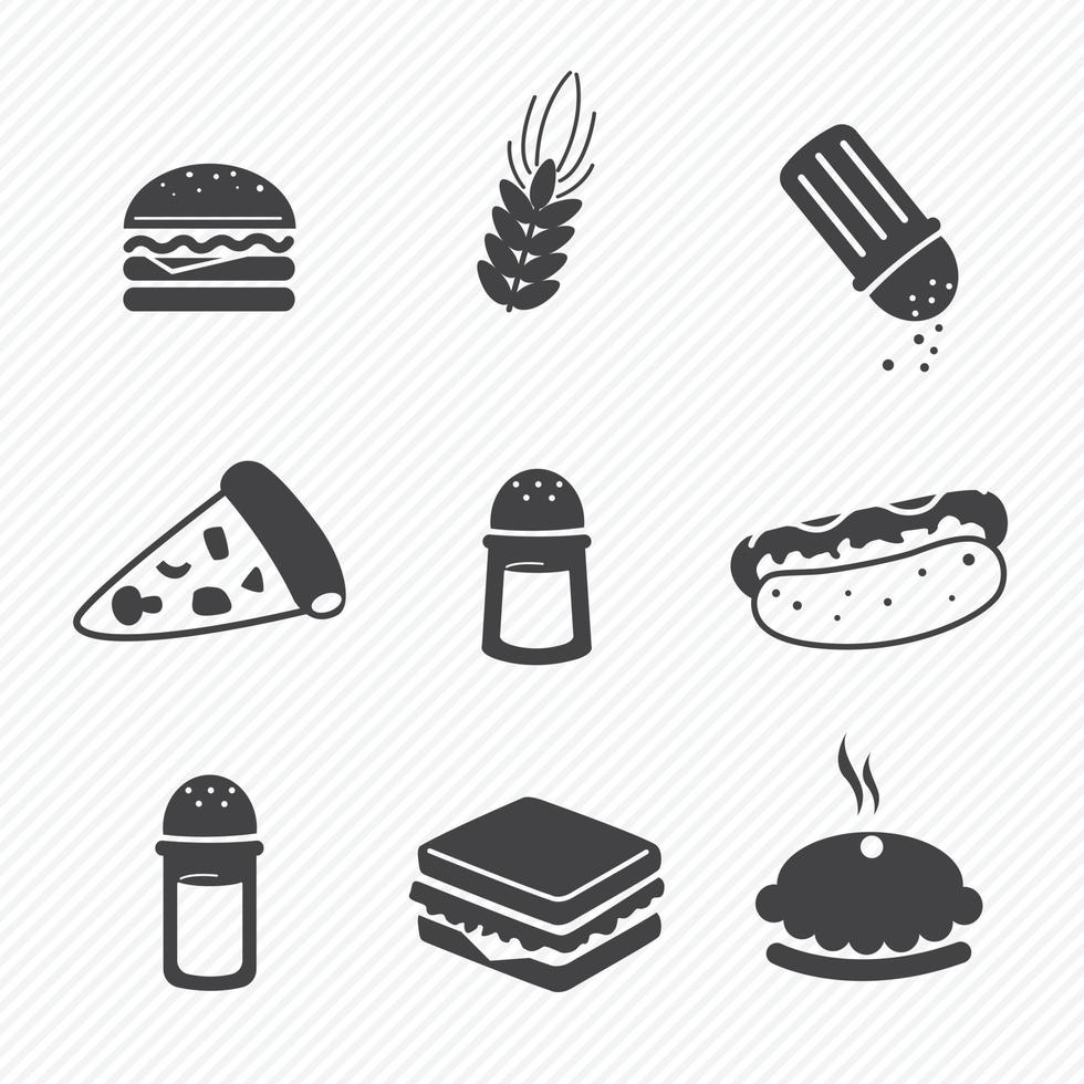 Fast food icons set isolated on background vector