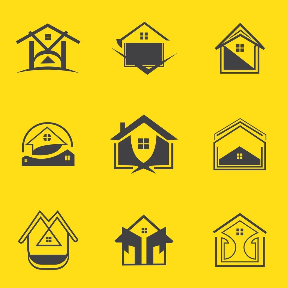 plantilla de icono de logotipo de bienes raíces para el conjunto de negocios y empresas vector