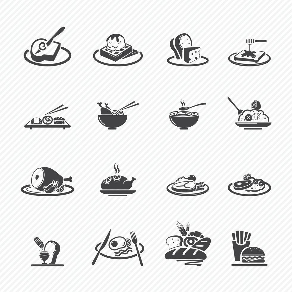 iconos de comida aislados en el fondo vector