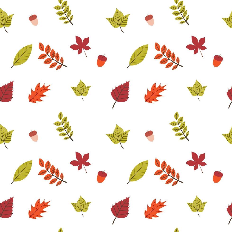 Flat design Autumn Leaves Seamless Pattern vector