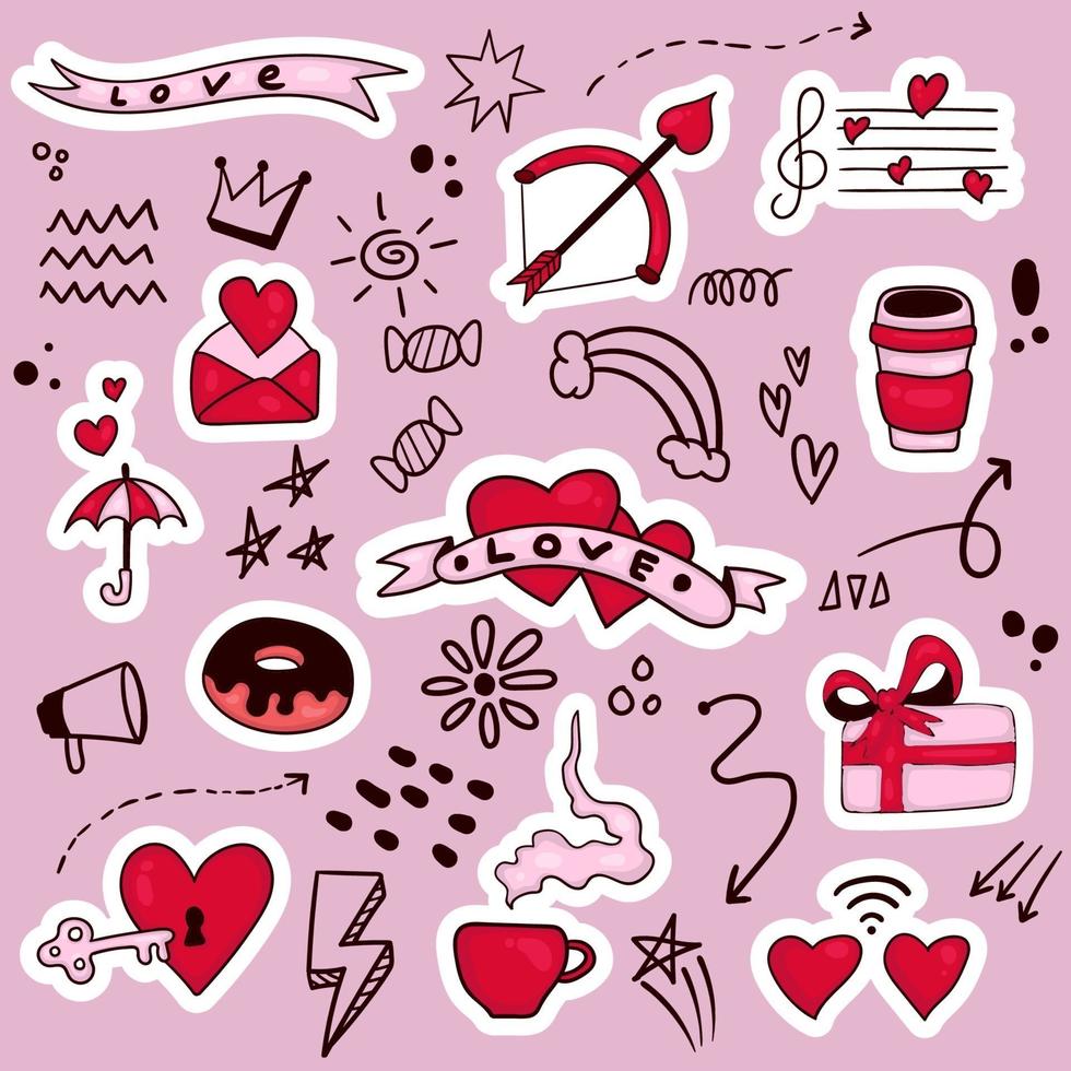 colorful hand drawn valentine element vector