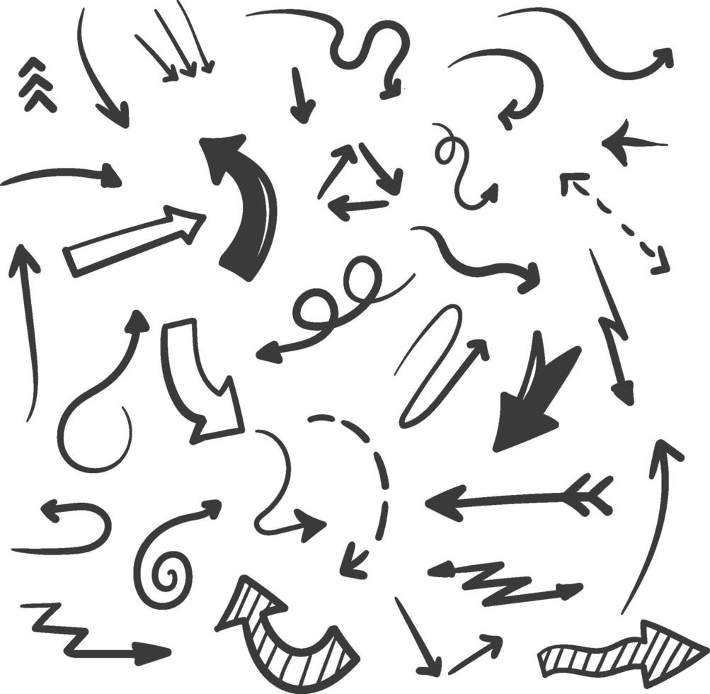 Hand drawn arrows doodle collection vector